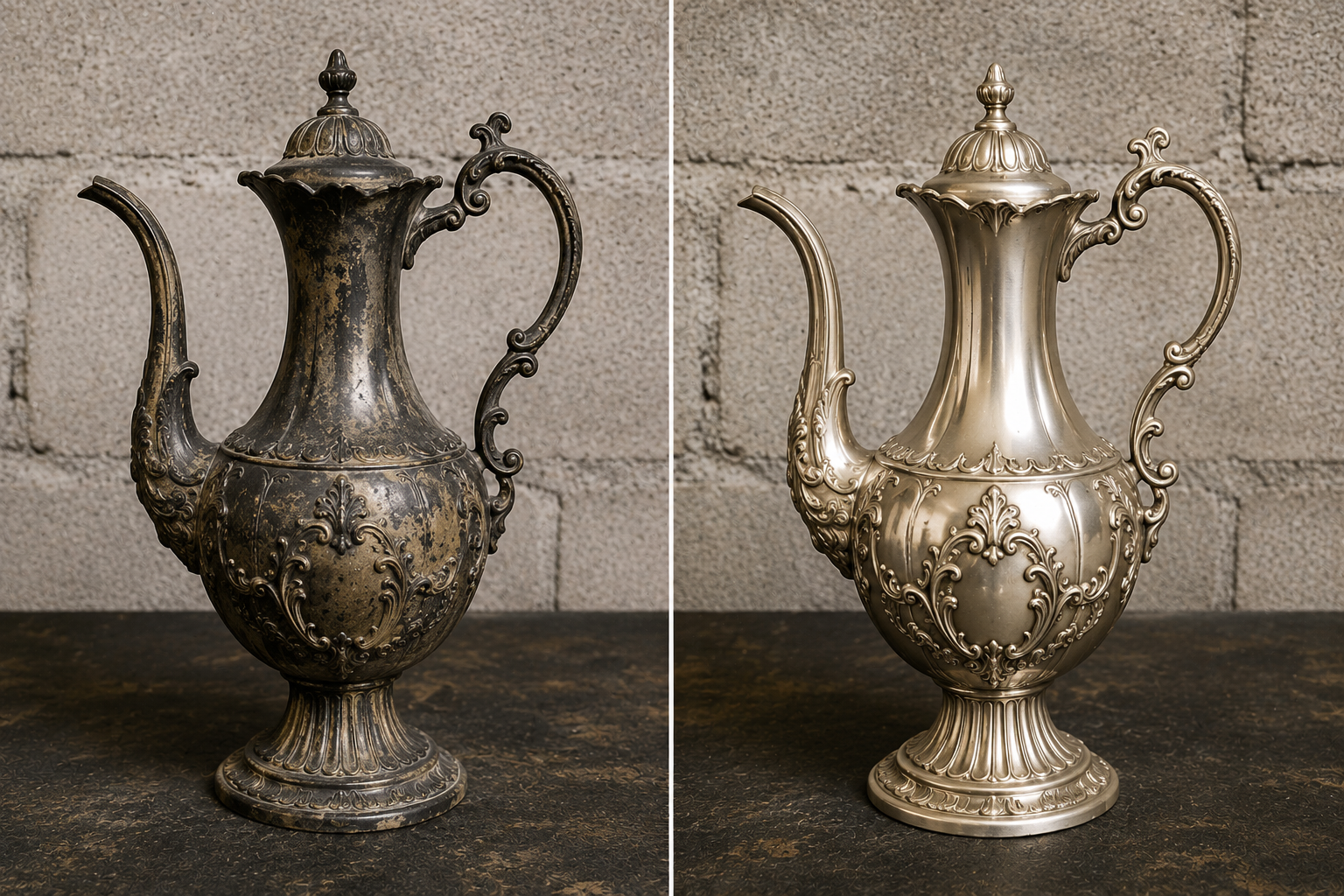Restored antique brass mantel clock after laser cleaning