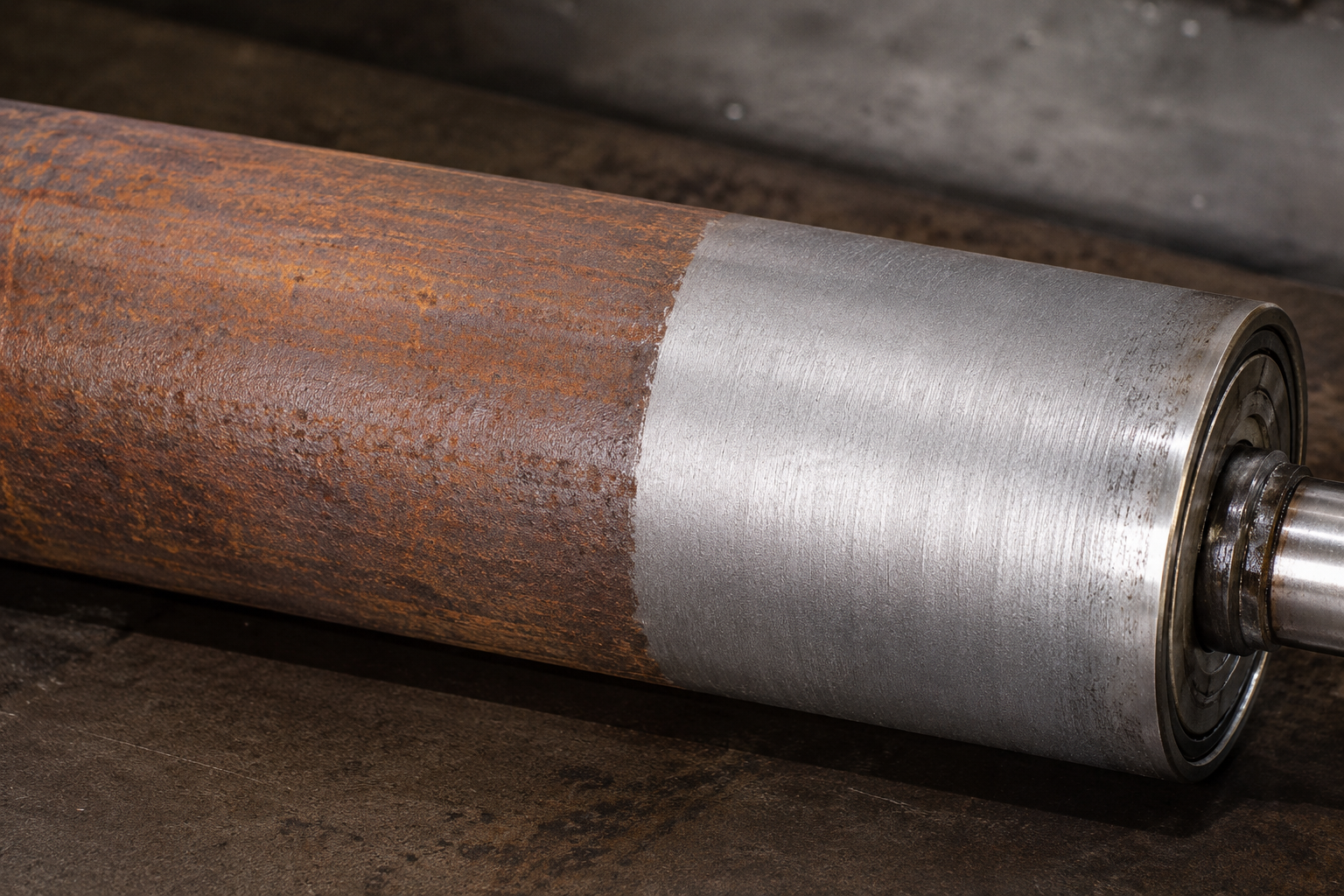 Industrial rollers cleaned to bare metal for recoating