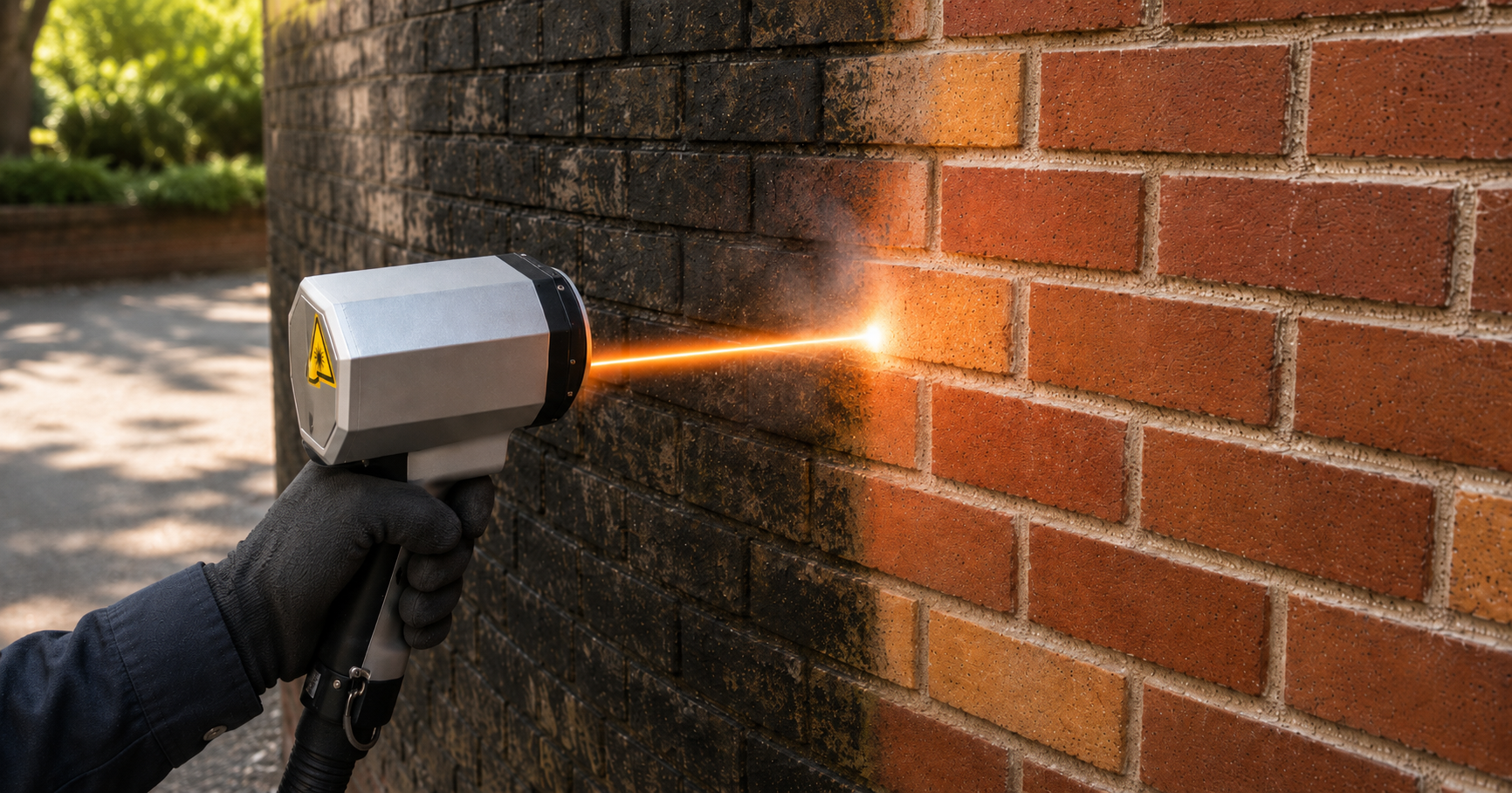 Laser cleaning soot from fire-damaged brick masonry